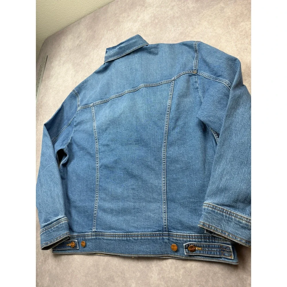 Wrangler Slow Horses Embroidered Denim Blue Trucker Jacket Medium Wash Mens L